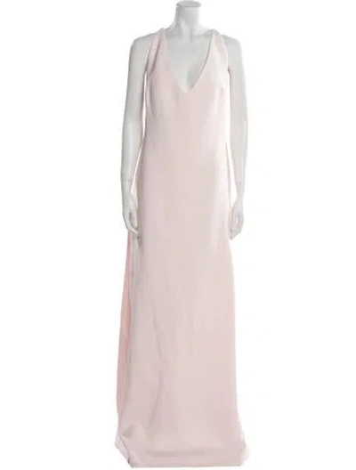 Pre-owned Safiyaa V-neck Long Dress In Pink