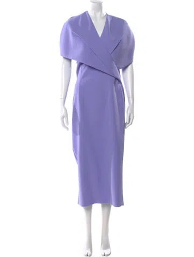Pre-owned Safiyaa V-neck Long Dress In Purple
