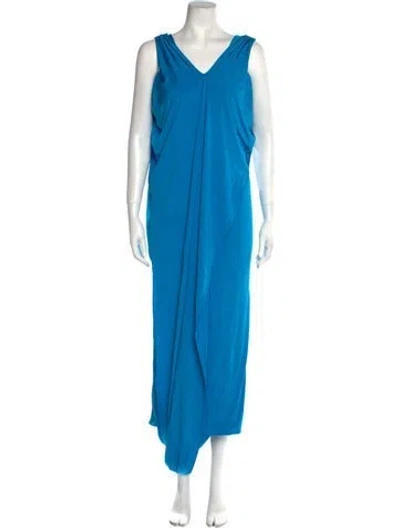 Pre-owned Safiyaa V-neck Long Dress W/ Tags In Blue