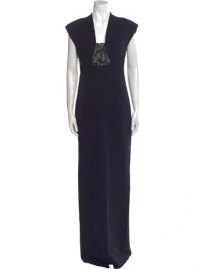 Pre-owned Safiyaa V-neck Long Dress W/ Tags In Blue