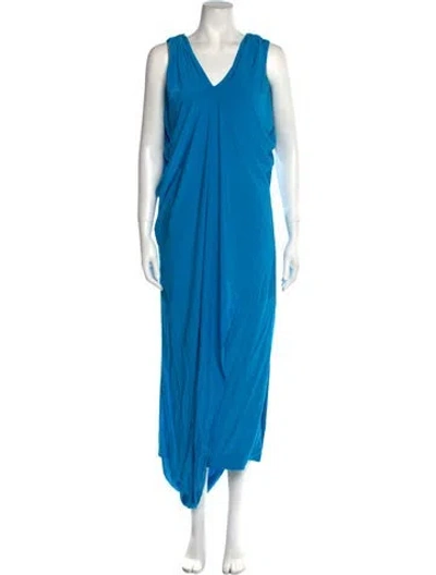 Pre-owned Safiyaa V-neck Long Dress W/ Tags In Blue