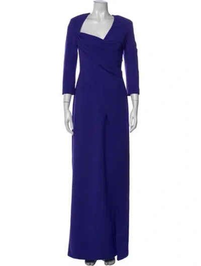 Pre-owned Safiyaa V-neck Long Dress W/ Tags In Blue