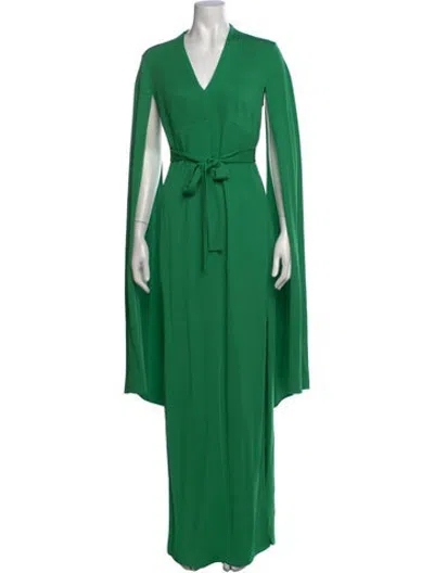 Pre-owned Safiyaa V-neck Long Dress W/ Tags In Green