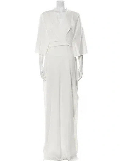 Pre-owned Safiyaa V-neck Long Dress W/ Tags In Neutral