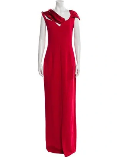 Pre-owned Safiyaa V-neck Long Dress W/ Tags In Red