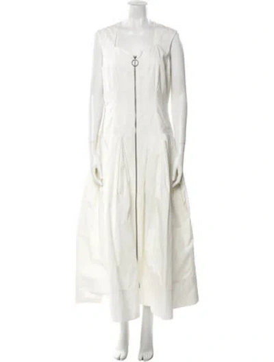 Pre-owned Safiyaa V-neck Long Dress W/ Tags In White