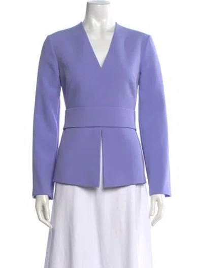Pre-owned Safiyaa V-neck Long Sleeve Top In Purple
