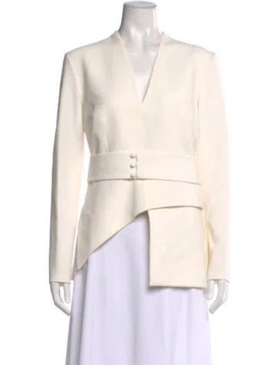 Pre-owned Safiyaa V-neck Long Sleeve Top W/ Tags In Neutral