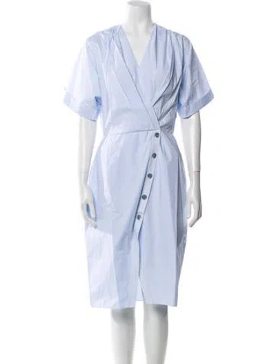 Pre-owned Safiyaa V-neck Midi Length Dress In Blue