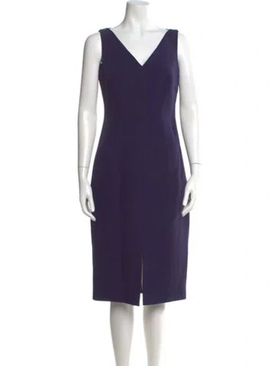 Pre-owned Safiyaa V-neck Midi Length Dress In Purple