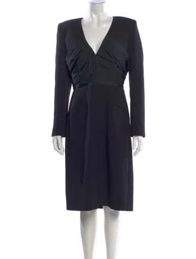 Pre-owned Safiyaa V-neck Midi Length Dress W/ Tags In Black