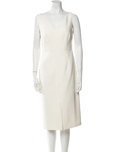 Pre-owned Safiyaa V-neck Midi Length Dress W/ Tags In Neutral