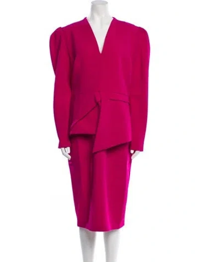 Pre-owned Safiyaa V-neck Midi Length Dress W/ Tags In Orange