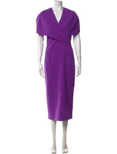 Pre-owned Safiyaa V-neck Midi Length Dress W/ Tags In Purple