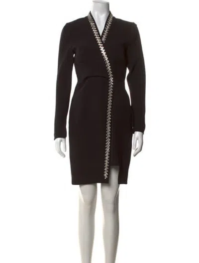 Pre-owned Safiyaa V-neck Mini Dress In Black