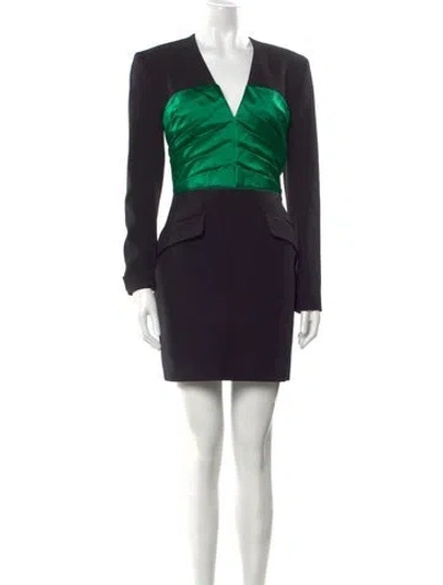 Pre-owned Safiyaa V-neck Mini Dress W/ Tags In Black