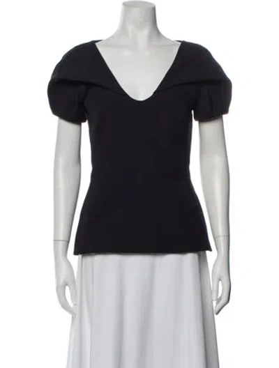 Pre-owned Safiyaa V-neck Short Sleeve Top W/ Tags In Blue