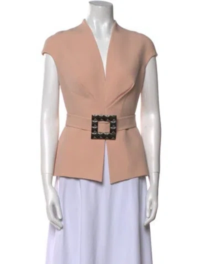 Pre-owned Safiyaa V-neck Short Sleeve Top W/ Tags In Neutral