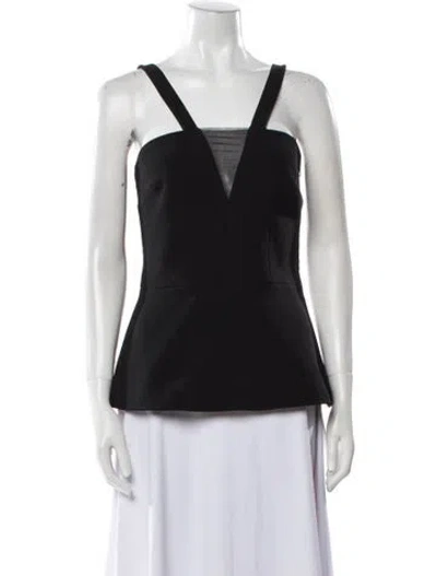Pre-owned Safiyaa V-neck Sleeveless Top In Black