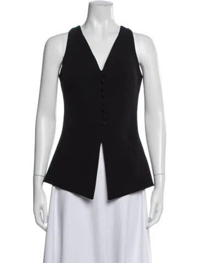 Pre-owned Safiyaa V-neck Sleeveless Top In Black