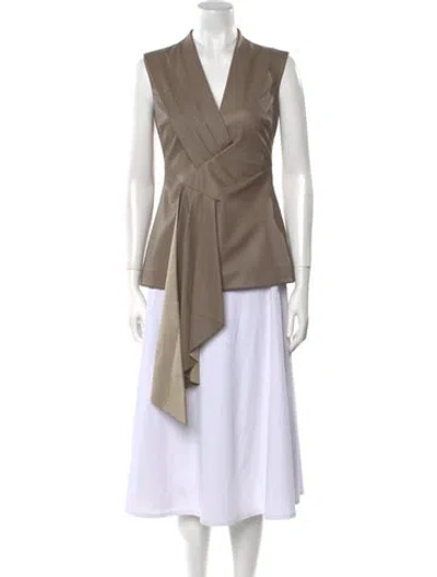 Pre-owned Safiyaa V-neck Sleeveless Top In Neutral