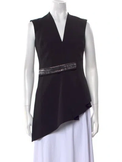 Pre-owned Safiyaa V-neck Sleeveless Tunic In Black