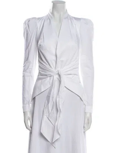 Pre-owned Safiyaa V-neck Three-quarter Sleeve Tunic In White