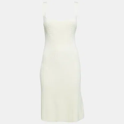 Pre-owned Safiyaa White Ivory Rib Knit Huanca Mini Dress S