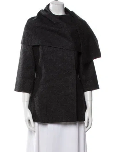 Pre-owned Safiyaa Wool Faux Fur Jacket W/ Tags In Gray