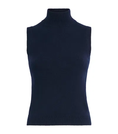 Safiyaa Wool-cashmere Sleeveless High-neck Sweater In Navy