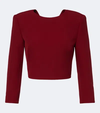 Safiyaa Yura Cropped Crêpe Top In Burgundy
