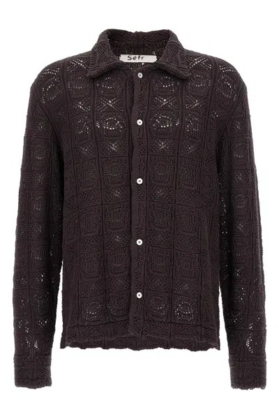 Sã©fr Sã‰fr 'myles' Overshirt In Burgundy