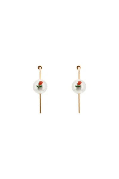 Safsafu 'pearl & Roses' Hoop Earrings In Oro