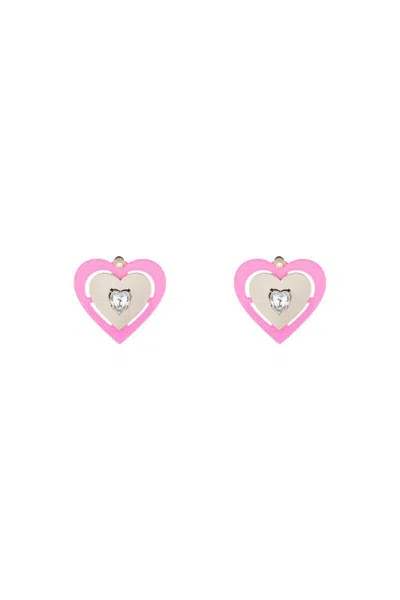 Safsafu 'pink Neon Heart' Clip-on Earrings In Argento