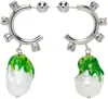 Safsafu Silver & Green Jelly Melted Earrings In Silver/ Green