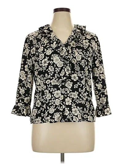 Pre-owned Sag Harbor 3/4 Sleeve Blouse In Black