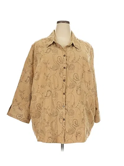 Pre-owned Sag Harbor 3/4 Sleeve Blouse In Tan
