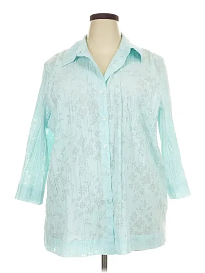 Pre-owned Sag Harbor 3/4 Sleeve Blouse In Teal