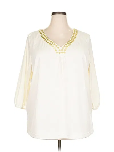 Pre-owned Sag Harbor 3/4 Sleeve Blouse In White