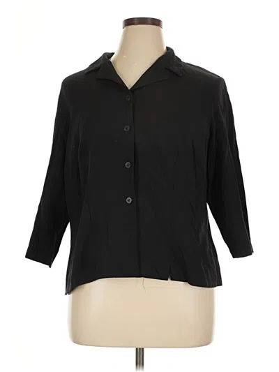 Pre-owned Sag Harbor 3/4 Sleeve Button Down Shirt In Black