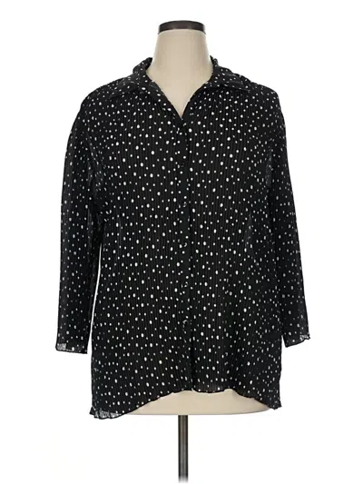 Pre-owned Sag Harbor 3/4 Sleeve Button Down Shirt In Black