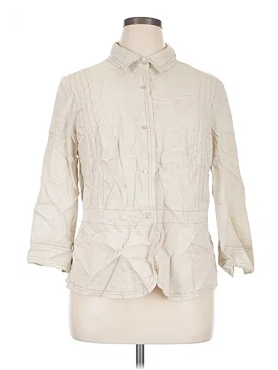 Pre-owned Sag Harbor 3/4 Sleeve Button Down Shirt In Ivory