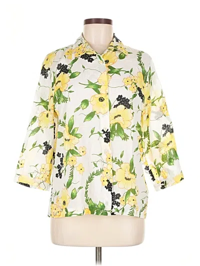 Pre-owned Sag Harbor 3/4 Sleeve Button Down Shirt In Yellow