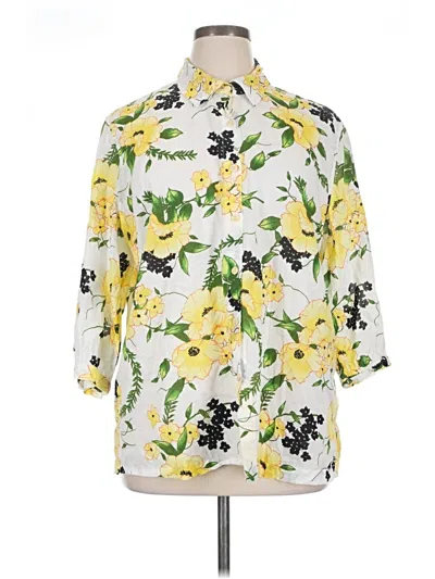 Pre-owned Sag Harbor 3/4 Sleeve Button Down Shirt In Yellow