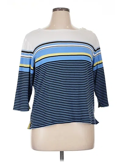 Pre-owned Sag Harbor 3/4 Sleeve Top Blue Boatneck Tops