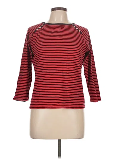Pre-owned Sag Harbor 3/4 Sleeve Top Red Boatneck Tops
