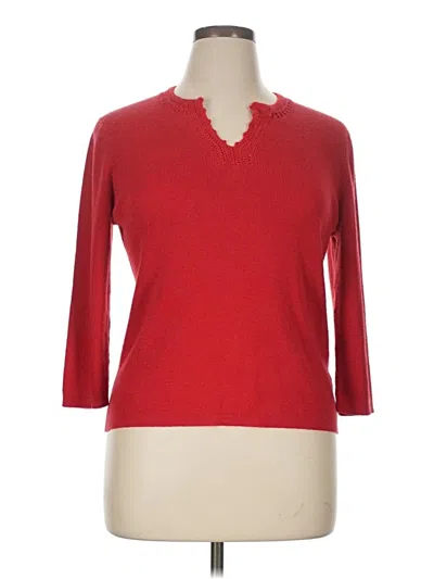 Pre-owned Sag Harbor 3/4 Sleeve Top Red V-neck Tops