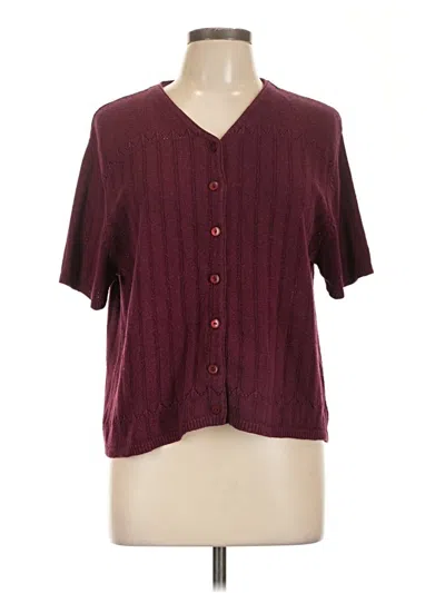 Pre-owned Sag Harbor Cardigan Sweater In Burgundy