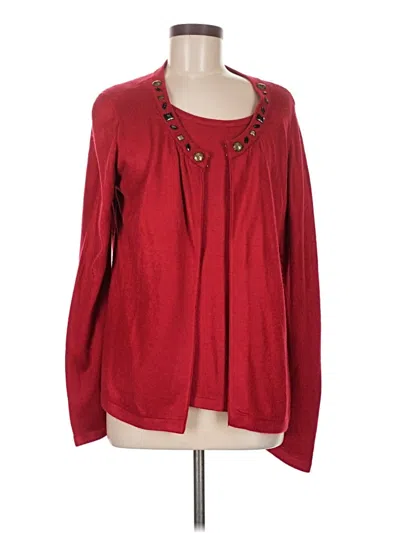 Pre-owned Sag Harbor Cardigan Sweater In Red