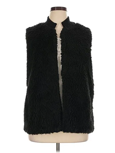 Pre-owned Sag Harbor Faux Fur Vest In Black